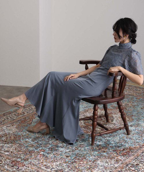 レーストップス付きマーメイドワンピース 二次会 食事会 セレモニー 発表会