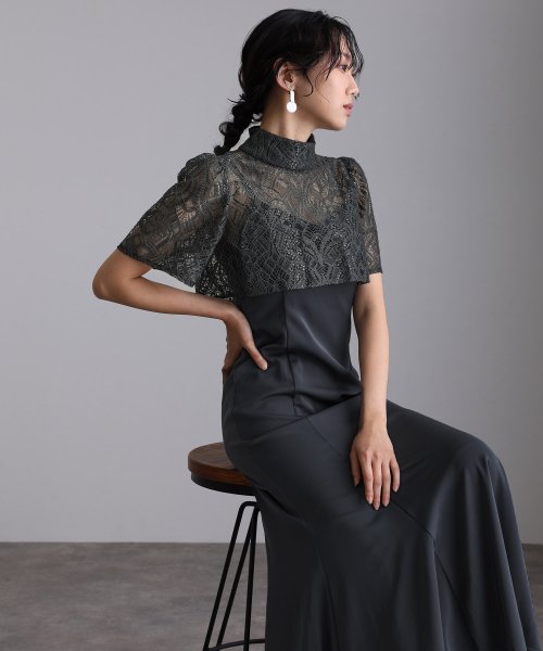 レーストップス付きマーメイドワンピース 二次会 食事会 セレモニー 発表会