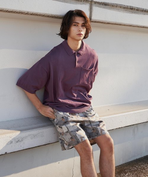 セール ポロシャツ Tシャツ メンズ レディース 半袖 ニット ビッグシルエット オーバーサイズ ヌケ感 リラックス ルーズ リブ 綿 レギュラーカラー 襟 レトロ マ ロッキーモンロー Rocky Monroe Magaseek