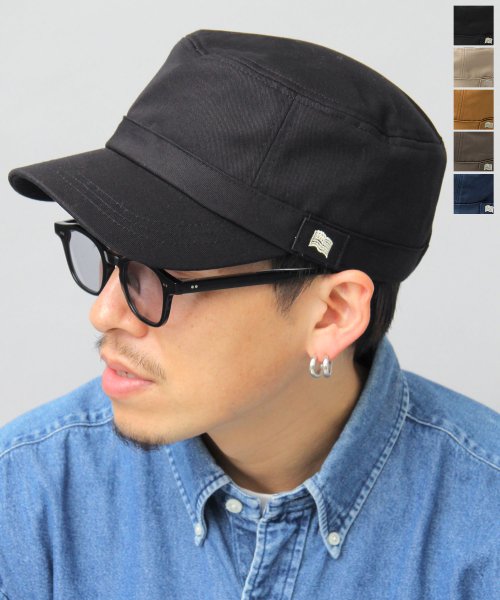 Besiquenti(ベーシックエンチ)/アメリカン ワークキャップ 星条旗 刺繍 コットン 帽子 メンズ カジュアル シンプル/ブラック
