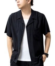  GENELESS(GENELESS)/シャツ メンズ 半袖 オープンカラー 半袖シャツ 開襟シャツ 涼しい オープンカラーシャツ さらり/ブラック