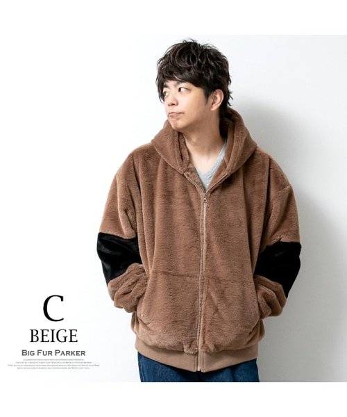 セール ファー パーカー メンズ アウター 冬 秋冬 ファーブルゾン 厚手 暖かい アーチロゴ オーバーサイズ Geneless Geneless Magaseek