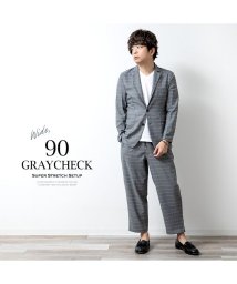 セットアップ メンズ テーラード スーツ グレンチェック テーラードジャケット ジャケット ストレッチ 接触冷感 吸水速乾 ワイドパンツ 上下セット 春 涼しい Geneless Geneless Magaseek