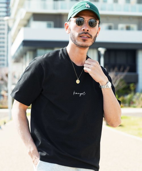 JIGGYS SHOP(ジギーズショップ)/KANGOL(カンゴール)刺繍ロゴTシャツ / Tシャツ クルーネック メンズ ブランド 半袖 半袖Tシャツ ティーシャツ 刺繍/ブラック系5