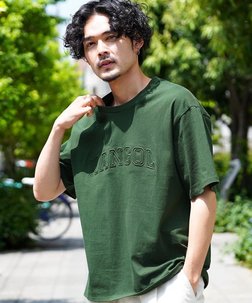 JIGGYS SHOP(ジギーズショップ)/KANGOL(カンゴール)刺繍ロゴTシャツ / Tシャツ クルーネック メンズ ブランド 半袖 半袖Tシャツ ティーシャツ 刺繍/ダークグリーン系3