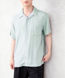 TopIsm(トップイズム)/オープンシャツ メンズ シャツ 半袖 レーヨン100％ 開襟シャツ 無地 カジュアルシャツ/ミント