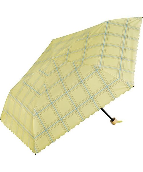 Wpc．(Wpc．)/【Wpc.公式】日傘 遮光軽量チェック ミニ 50cm 完全遮光 UVカット100% 晴雨兼用 /イエロー