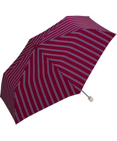 Wpc．(Wpc．)/【Wpc.公式】雨傘 レディストライプ ミニ 50cm 晴雨兼用 レディース 傘 折りたたみ 折り畳み 折りたたみ傘/ボルドー
