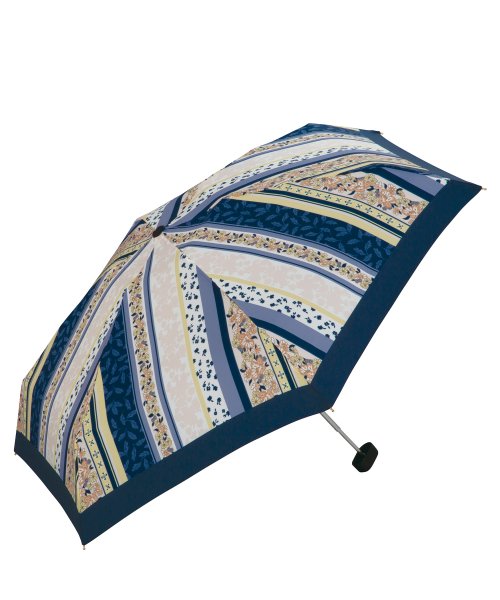 Wpc．(Wpc．)/【Wpc.公式】雨傘 パターンストライプ ミニ 50cm 晴雨兼用 レディース 折りたたみ 折り畳み 折りたたみ傘/NV