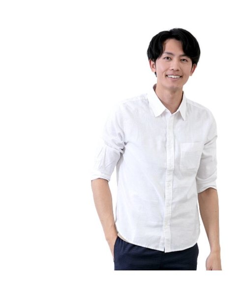 セール リネン シャツ メンズ 七分袖 ストレッチ 綿麻 麻 コットンリネン M L Ll Xl 大きいサイズ Geneless Geneless Magaseek