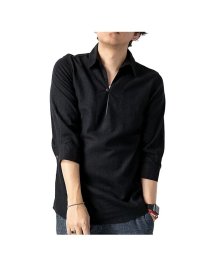  GENELESS(GENELESS)/シャツ メンズ プルオーバー プルオーバーシャツ フレンチリネン 麻 半袖 7分袖 半袖シャツ カジュアル ゴルフウェア/ブラック