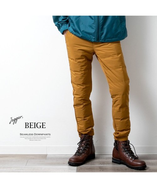 ダウンパンツ メンズ ストレッチ 冬 裏起毛 暖かい 防寒 ジョガーパンツ 秋冬 ボトム ズボン シームレス Geneless Geneless Magaseek