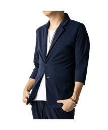  GENELESS(GENELESS)/テーラードジャケット メンズ 長袖 七分袖 アウター 大きいサイズ 全4色 ネイビー ブルー 黒 グレー/ネイビー