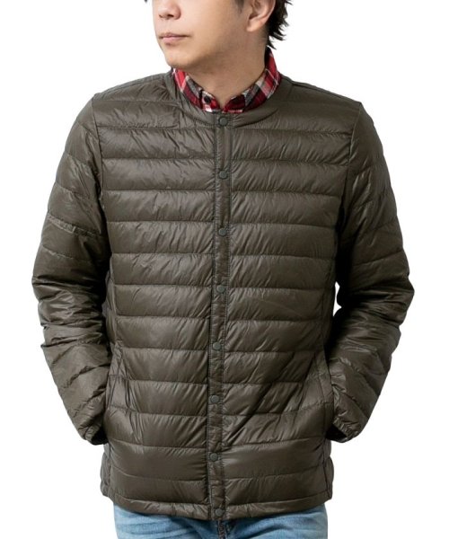 インナーダウン ジャケット メンズ 秋冬 ダウン80 軽量 防寒 抗菌 防臭 クルーネック ポケッタブル Geneless Geneless Magaseek