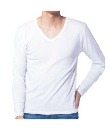  GENELESS(GENELESS)/tシャツ メンズ 無地 Vネック Uネック ストレッチ インナー 長袖 7分袖 ロンT 選べる袖丈/ホワイト