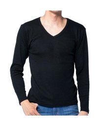  GENELESS(GENELESS)/tシャツ メンズ 無地 Vネック Uネック ストレッチ インナー 長袖 7分袖 ロンT 選べる袖丈/ブラック