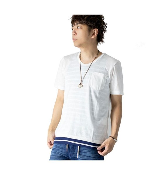 セール Tシャツ メンズ アンサンブル 2枚セット タンクトップ付き 半袖tシャツ 小さめ ボーダー 全6色 Geneless Geneless Magaseek