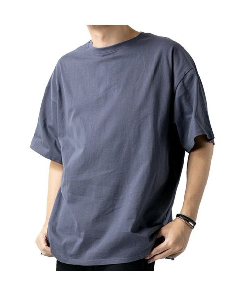  GENELESS(GENELESS)/Tシャツ メンズ ビッグシルエット オーバーサイズ Uネック 半袖 半袖Tシャツ BIGサイズ 無地/チャコールグレー