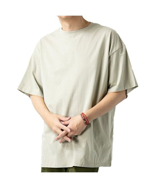  GENELESS(GENELESS)/Tシャツ メンズ ビッグシルエット オーバーサイズ Uネック 半袖 半袖Tシャツ BIGサイズ 無地/ベージュ