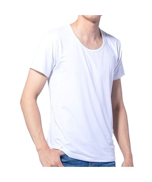 接触冷感 インナー Tシャツ メンズ インナーウェア カットソー Vネック Uネック Uvカット 消臭効果 Geneless Geneless Magaseek