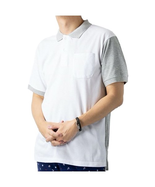  GENELESS(GENELESS)/ポロシャツ メンズ クールマックス 半袖 クレイジーパターン 吸水速乾 ドライ ゴルフ クールビズ/ホワイト