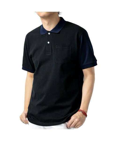  GENELESS(GENELESS)/ポロシャツ メンズ クールマックス 半袖 クレイジーパターン 吸水速乾 ドライ ゴルフ クールビズ/ブラック