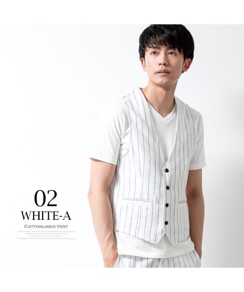 ジレベスト メンズ ベスト 春夏 カジュアル 綿麻 涼しい 夏ベスト コットンリネン ストライプ サマーベスト Geneless Geneless Magaseek
