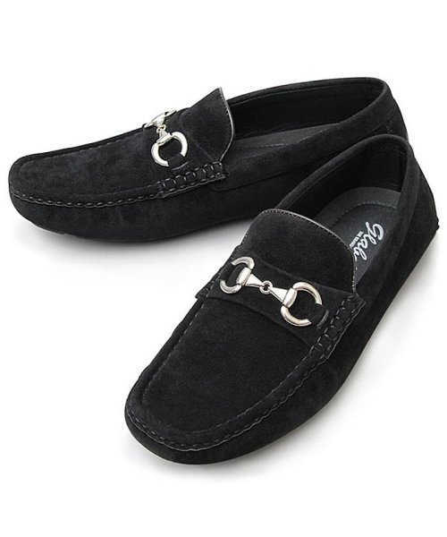 お洒落なフェラガモの未使用 紺黒のモカシンシューズ 有限 