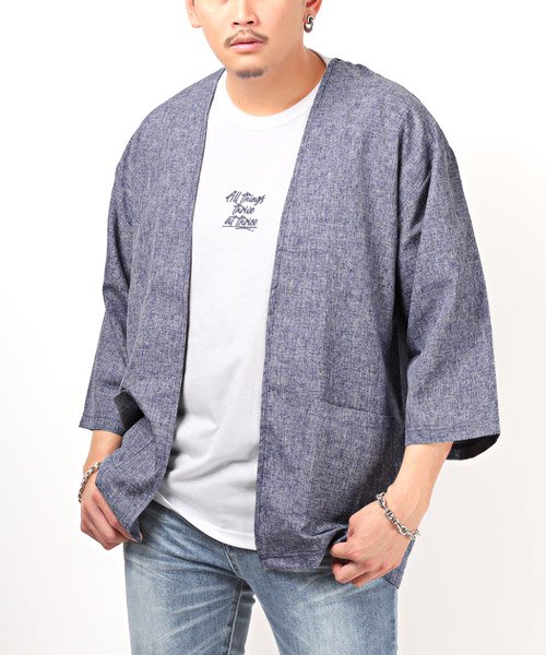 セール 7分袖カーディガン 天竺tシャツ Tシャツ カーディガン 七分袖 半袖 メンズ 天竺 2点セット ラグスタイル Luxstyle Magaseek