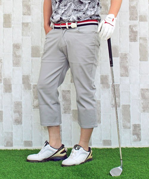 TopIsm(トップイズム)/ゴルフパンツ メンズ ゴルフウェア クロップド ストレッチ ハーフパンツ 短パン ズボン 大きいサイズ/ライトグレー