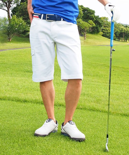 TopIsm(トップイズム)/ゴルフパンツ ハーフパンツ ゴルフウェア メンズ ショートパンツ 大きいサイズ 短パン/ホワイト