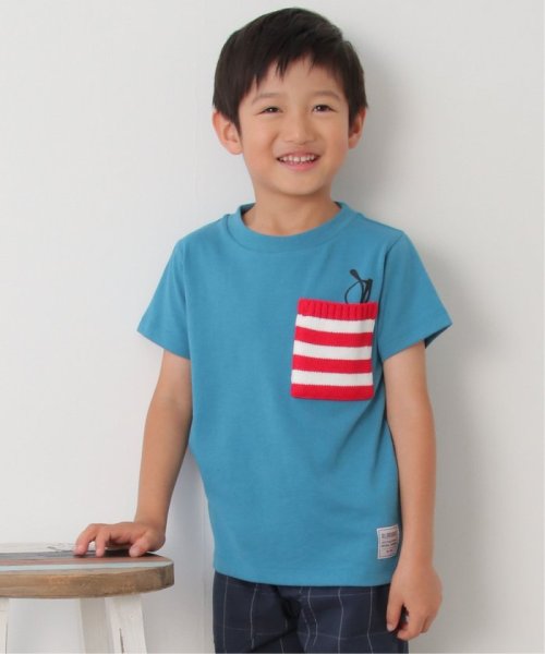 ikka kids(イッカ　キッズ)/【キッズ】ニットボーダーポケTシャツ（100〜160cm）/ブルー