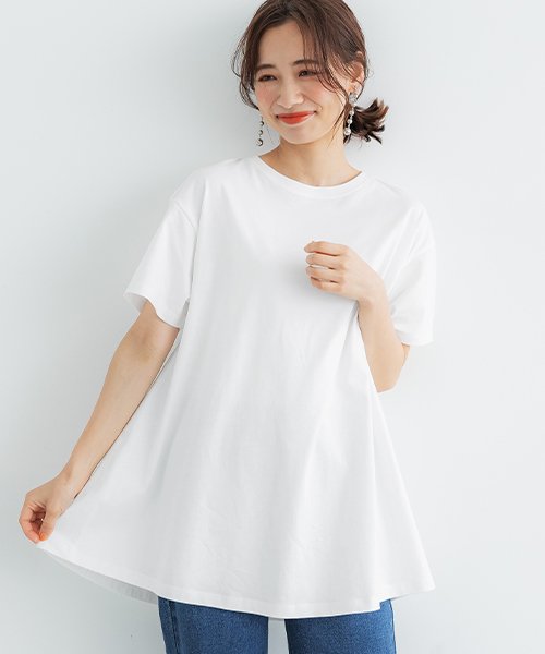 coca(コカ)/シルキーコットンAラインフレアTシャツ/WHITE