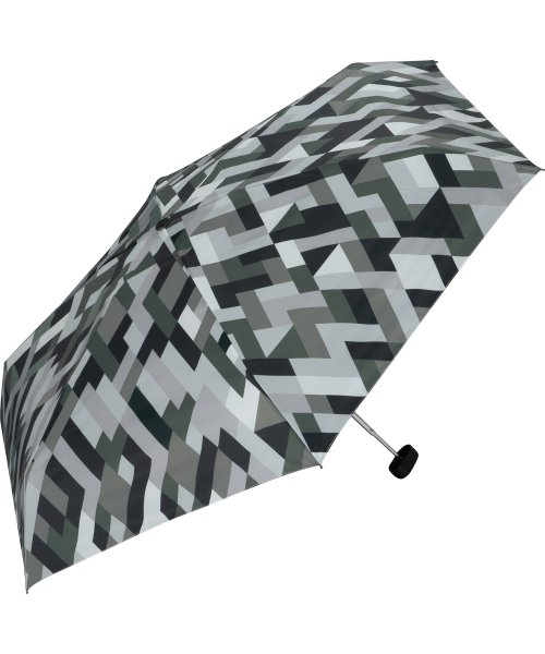 Wpc．(Wpc．)/【Wpc.公式】雨傘 リップストップポーチフォールディングアンブレラ  53cm コンパクト 晴雨兼用 メンズ レディース 折りたたみ傘/ジオメトリーグレー