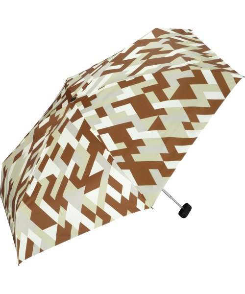Wpc．(Wpc．)/【Wpc.公式】雨傘 リップストップポーチフォールディングアンブレラ  53cm コンパクト 晴雨兼用 メンズ レディース 折りたたみ傘/ジオメトリーブラウン