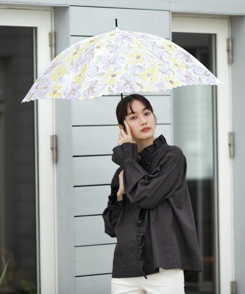 Wpc．(Wpc．)/【Wpc.公式】雨傘 フラワーウォール  58cm 継続はっ水 晴雨兼用 レディース 長傘/YE