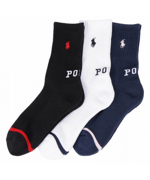 Polo Ralph Lauren ポロ ラルフローレン クルーソックス ロゴ入り 3足組 3246 007 Ec マックハウス レディース Mac House Women Magaseek