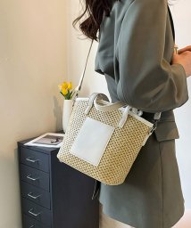 shopnikoniko(ショップにこにこ)/レザー バスケットかごバッグ 【即納】 バッグ ハンドバッグ ショルダーバッグ 2way バスケット カゴバッグ かごバッグ ペーパー PU レディース 韓国 /ホワイト