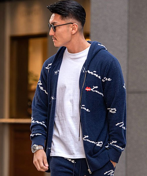 Luxe R フェザーヤーンジャガード長袖ジップパーカー メンズ ブランド 大人 カジュアル 長袖 セットアップ可 フェザーヤーン ロゴ ブランド ワッペン ジ エスビーセレクト Sb Select Magaseek