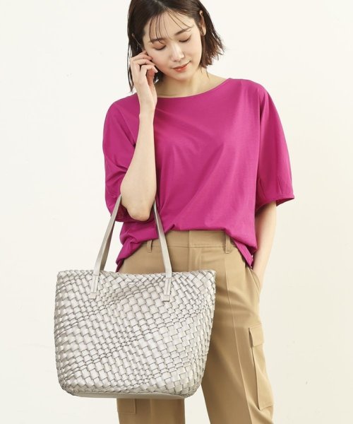 MK MICHEL KLEIN BAG(エムケーミッシェルクランバッグ)/フェイクレザーメッシュバッグ/シルバー