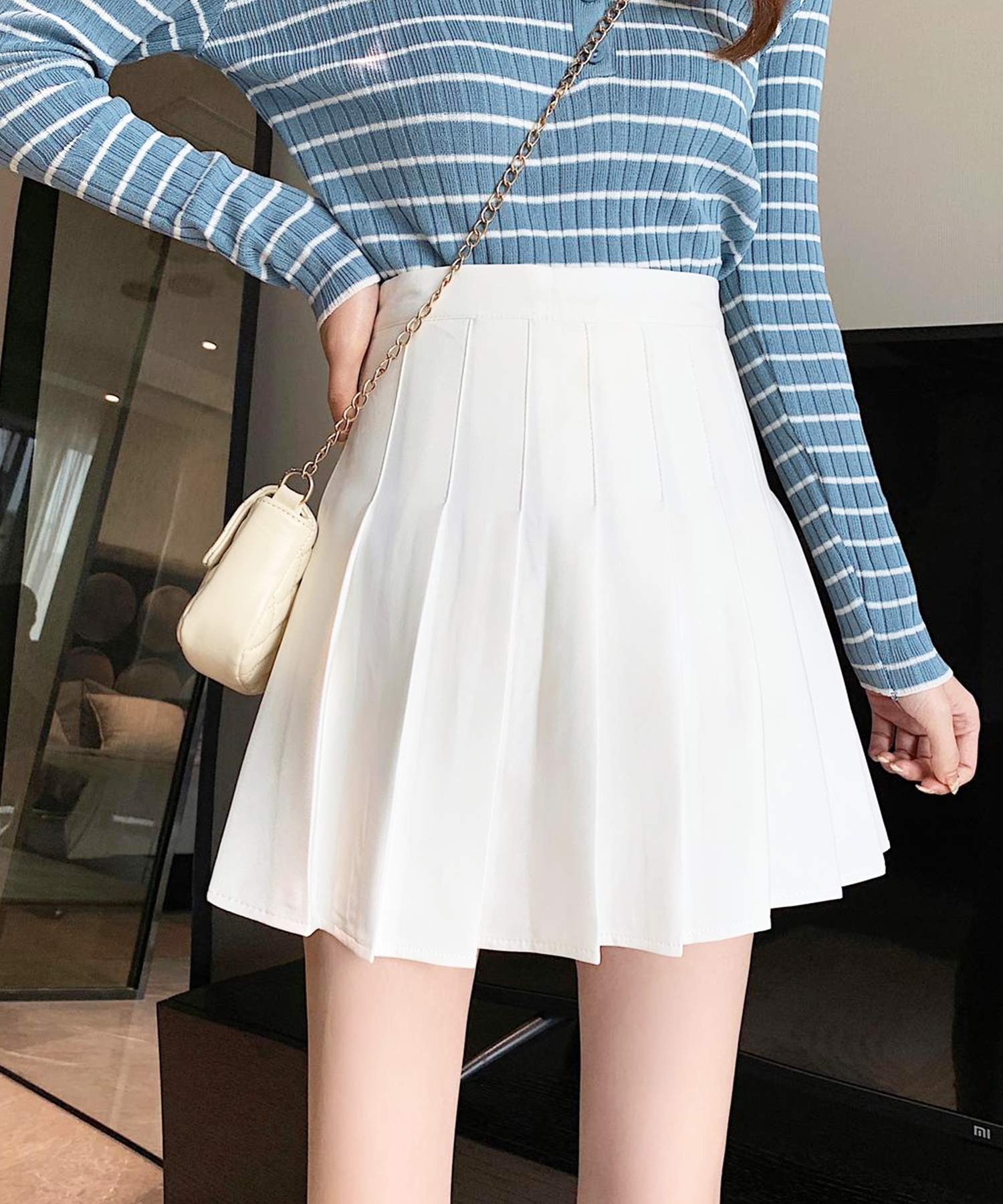 一流の品質 キュロットスカート ベージュ ミニスカート プリーツ 膝上 かわいい 韓国 春夏