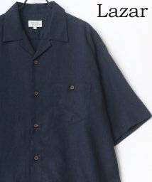 LAZAR(ラザル)/【Lazar】麻/レーヨン 接触冷感 オーバーサイズ オープンカラー S/Sシャツ メンズ シャツ 半袖 カジュアル 開襟シャツ/ネイビー