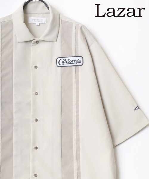 セール】【Lazar】ビッグシルエット ワッペン 刺繍 バイカラー ストライプ ワークシャツ(504759582) | ラザル(LAZAR) -  MAGASEEK