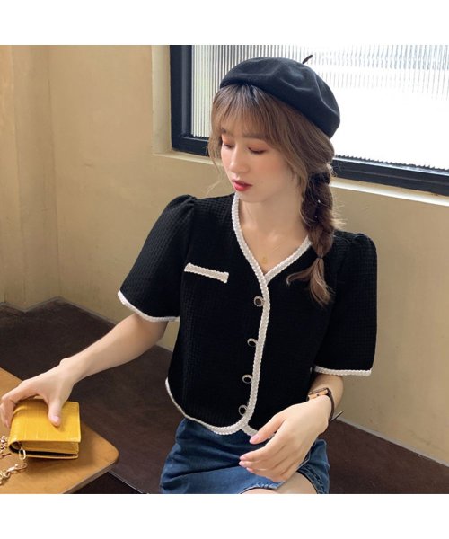 セール ツイード風半袖ジャケットレディース韓国風 ミニミニストア Miniministore Magaseek