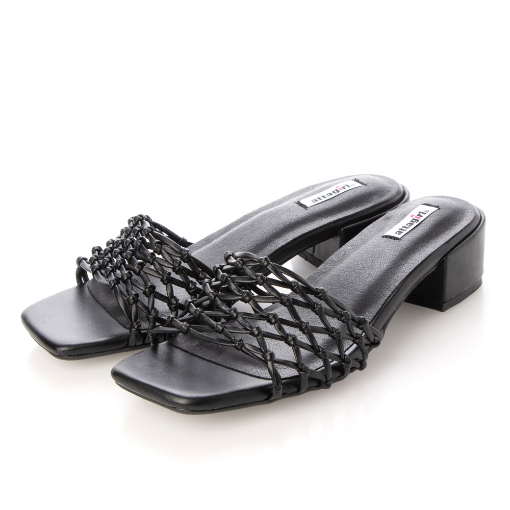 セール】4cmヒール編みメッシュミュールサンダル(504763162