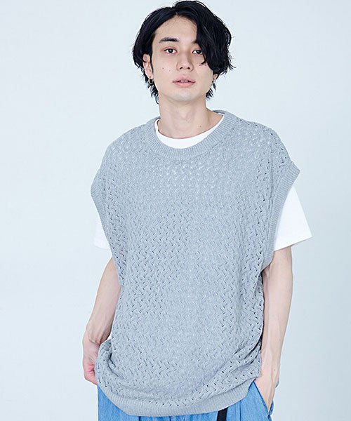 Sb Select 透かし編みビッグニットベスト メンズ ベスト ブランド おしゃれ 大人 カジュアル 透かし編み 大きいサイズ ビッグニット サマーニット シ エスビーセレクト Sb Select Magaseek