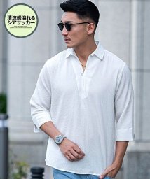 Cavaria 7分袖シアサッカーカプリシャツ メンズ 7分袖 七分袖 カプリシャツ シアサッカー 涼しい 薄手 リゾート カジュアル きれいめ カジュアルシャ キャバリア Cavaria Magaseek