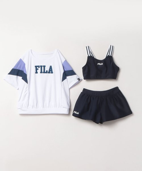 FILA（kids）(フィラ（キッズ）)/【スイム】Tシャツ付 水着 3点セット ガールズ/ネイビー