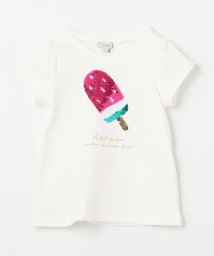 anyFAM（KIDS）(エニファム（キッズ）)/接触冷感スパンコールTシャツ/オフホワイト×アイス