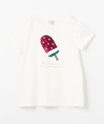anyFAM（KIDS）(エニファム（キッズ）)/接触冷感スパンコールTシャツ/オフホワイト×アイス